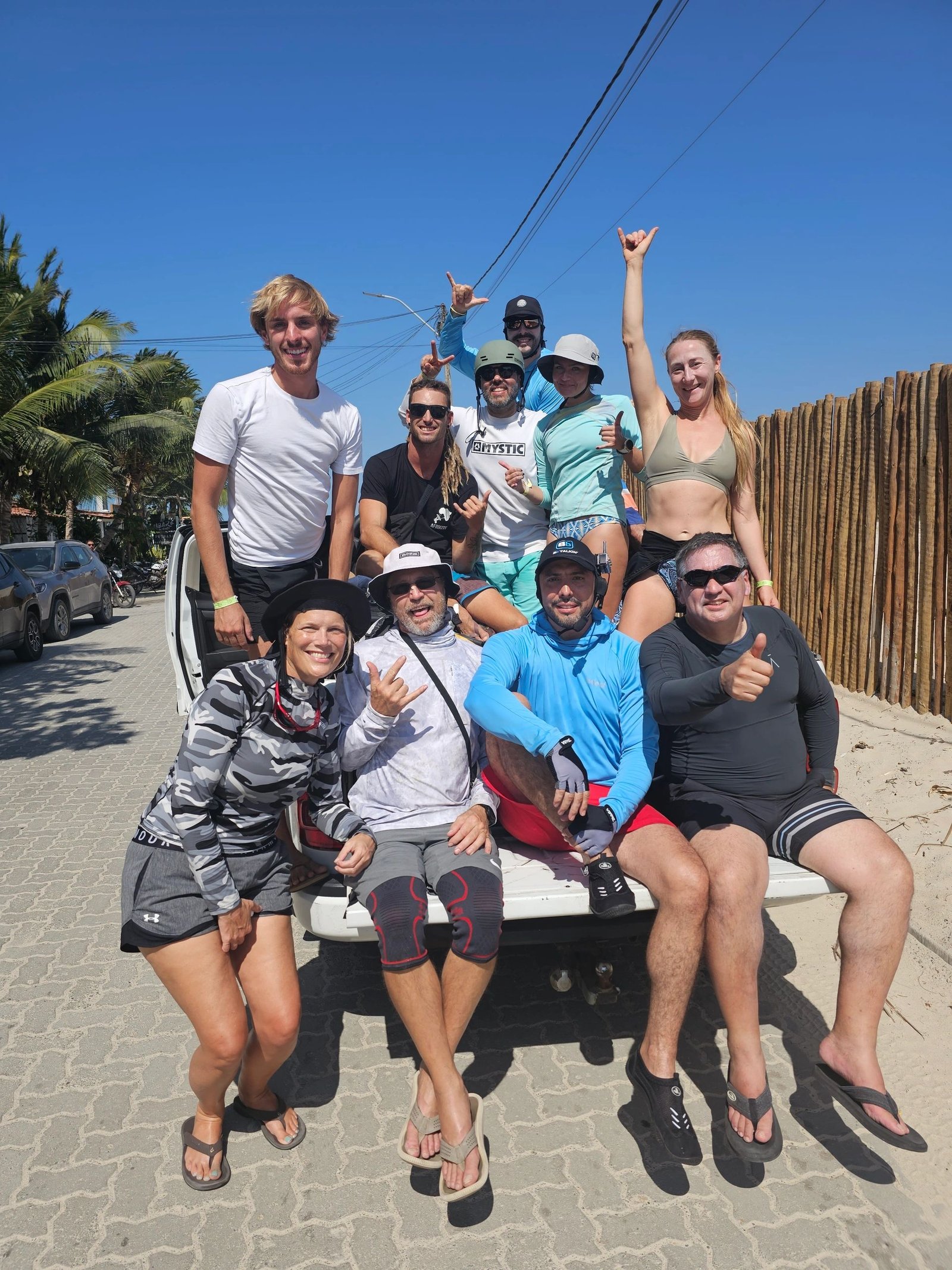 Coradventure kiteboarding group on the beach